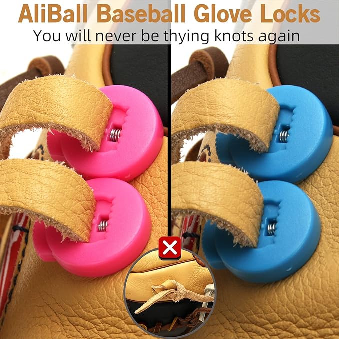 AliBall Glove Locks Baseball, Glove Lace Locks 8 Pack, Never Need Thying Knots Again, Fits All Baseball and Softball Gloves