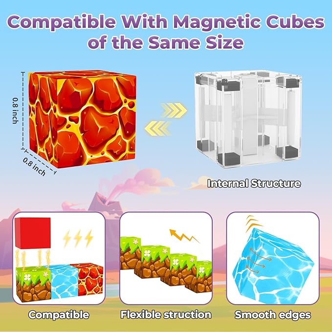 Magnetic Blocks, Magnetic Tiles Building Blocks, Magnet Cubes Toddler Kids Toys - Image 2