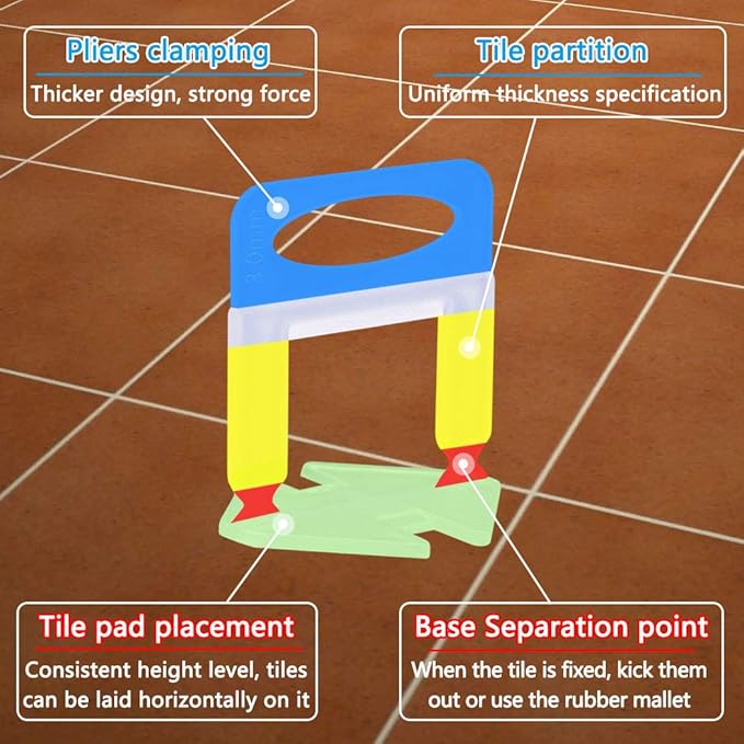 600 PCS Tile Leveling System Clips 1/8'' 600-Piece Tiles Leveler Spacers Tool - Image 4