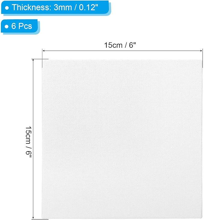 PATIKIL 6x6 Canvas Boards for Painting, 6 Pack 100% Cotton Square Triple Primed - Image 2