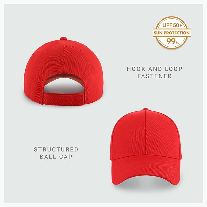 2-Pack Classic Structured Baseball Cap Adjustable Snapback Multipack Ball Caps for Custom Embroidery Running Workouts Outdoor