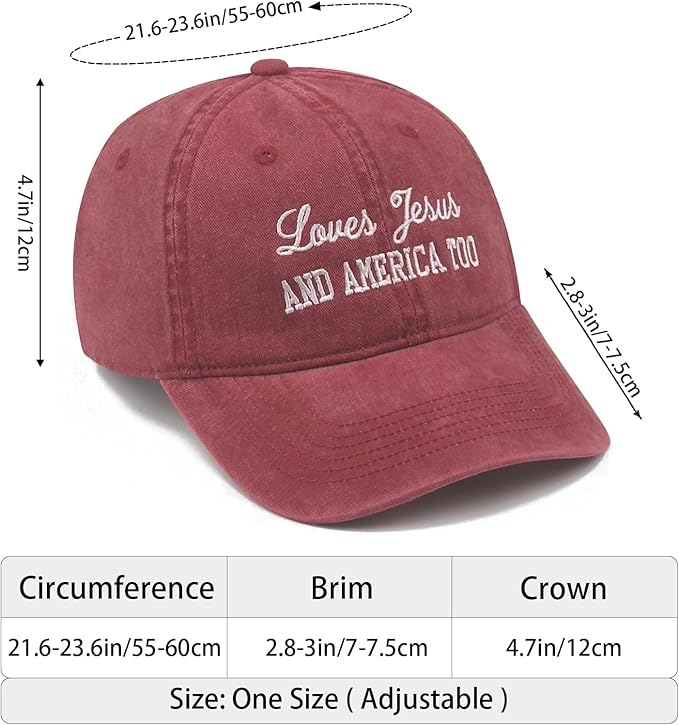 Faith Christian Patriotic Embroidered Baseball Cap, Vintage Cotton Dad Hat for Men Women, Birthday