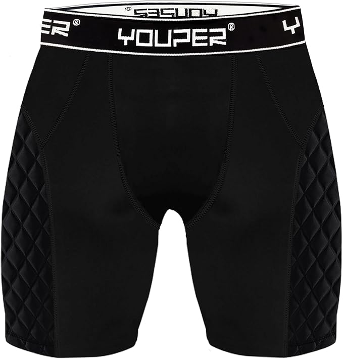 Youper Adult Elite Compression Padded Sliding Shorts w/Cup Pocket for Baseball, Football