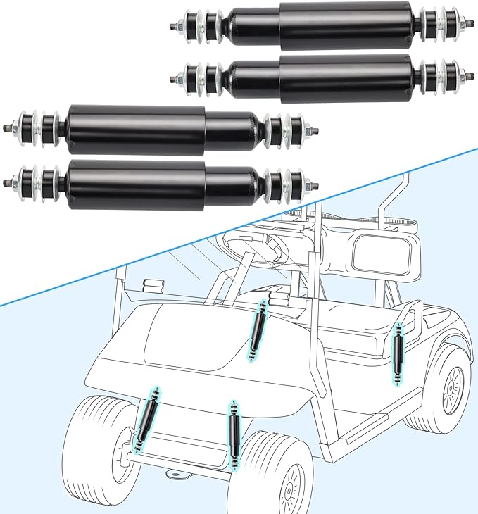 EZGO TXT Front and Rear Shocks Absorbers for 1994-Up Golf Cart, 4PCS, OEM # 70928-G01, 76418-01