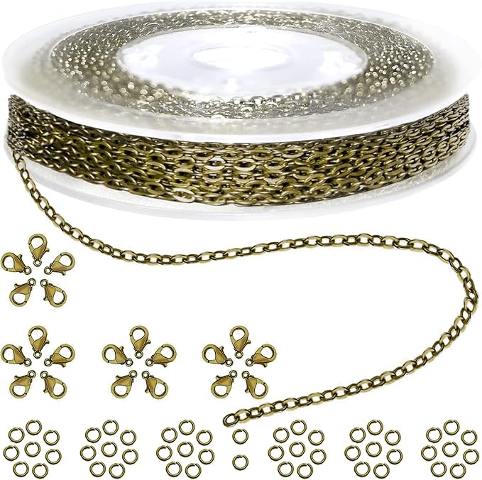 Jishi 33ft Link Cable Chain Roll 2mm, Bronze Chain by Jishi