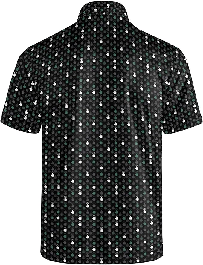 Golf Polo Shirts for Men Funny Print Short Sleeve Golf Shirts Performance Golf Polos