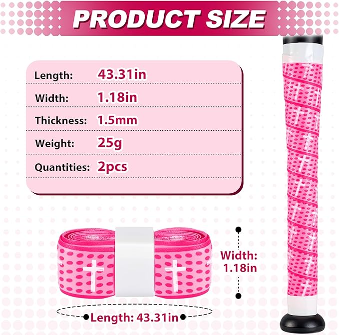 Baseball Bat Grip Tapes 1.5mm Precut and Full Adhesive Softball Grip Tape,Non-Slip Baseball Bat Wrap Tape Religious Cricket Batting Tape Replacement