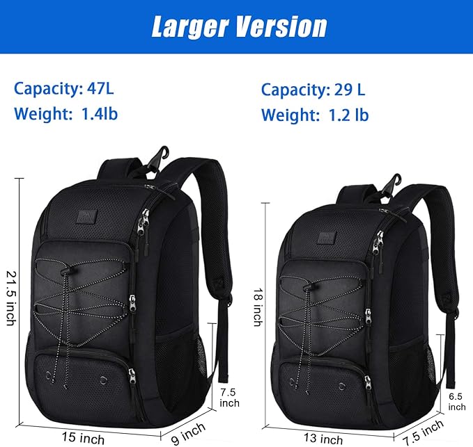 MATEIN Baseball Backpack, Softball Bat Bag with Shoes Compartment for Youth, Boys and Adult, Lightweight Baseball Bag with Fence Hook Hold TBall Bat, Batting Mitten, Helmet, Caps, Teeball Gear