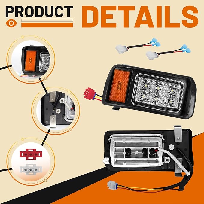 DRIVE UP Club Car DS LED Headlight Kit, 12V Factory Style LED Headlights with Adapter Wire for Club Car DS 1993-up Gas and Electric Golf Carts, OEM 101988001
