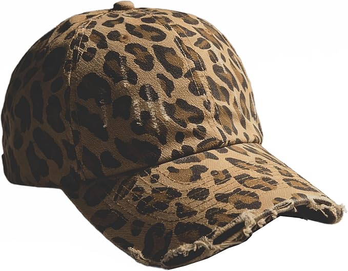 Baseball Hats for Women Men Adjustable Leopard Print Dad Trucker Hat Cotton Sun Protection Caps Sports Golf Medium