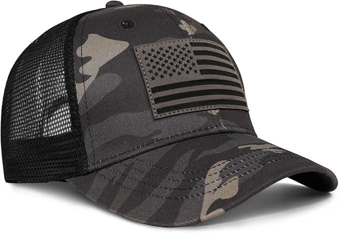 American Flag Trucker Hat - Snapback Hats for Men Women Baseball Cap - Breathable Mesh & Adjustable Fit for Casual Wear