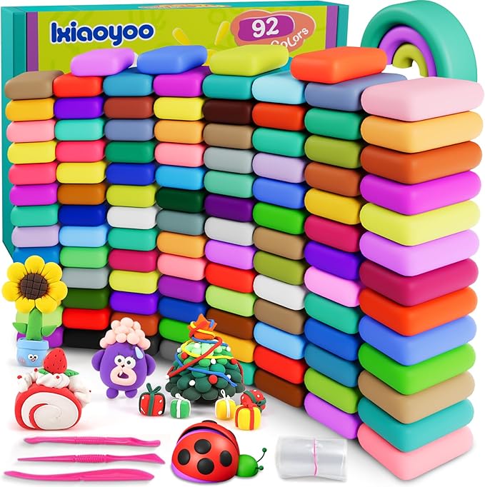 Air Dry Clay for Kids, 92 Colors Magic Modeling Clay, Children's DIY Model Kit by Ixiaoyoo