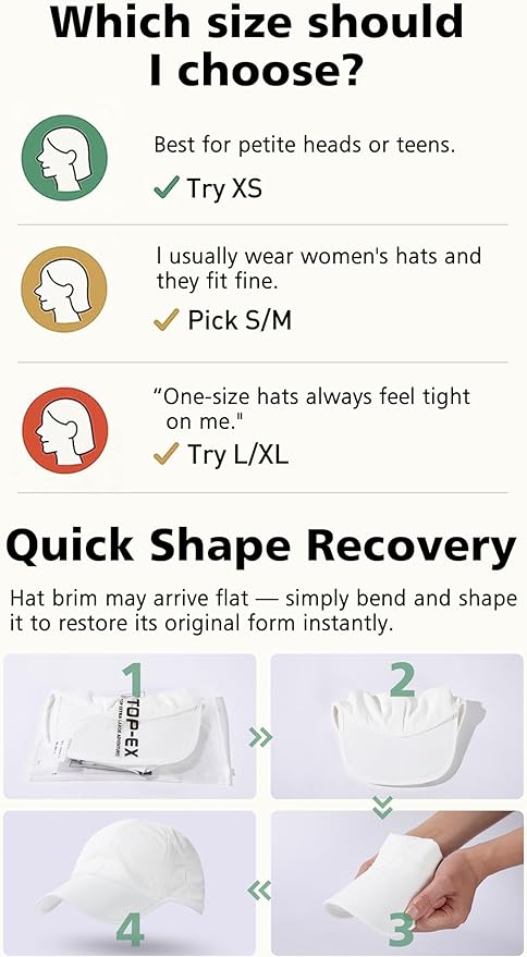 TOP-EX Cooling UV 50 High Ponytail Baseball Cap for Women - Most Women Start with S/M - Breathable for Running Golf Sports