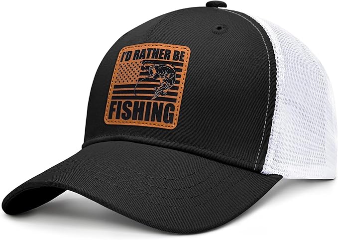 Fishing Hat Fishing Gifts for Men Bass Fish Flag Gear Accessories Stuff Trucker Hat Snapback Baseball Cap