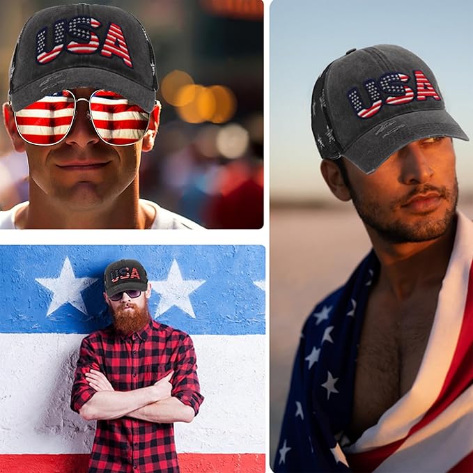 4th of July Hat 250 Anniversary USA Hat American Flag Trucker hat for Women Men Fourth of July Patriotic Eagles Hat