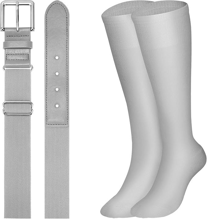 XZQTIVE Baseball Softball Socks and Baseball Softball Belt Combo Set Knee-High Soccer Socks for Kids Youth Adult