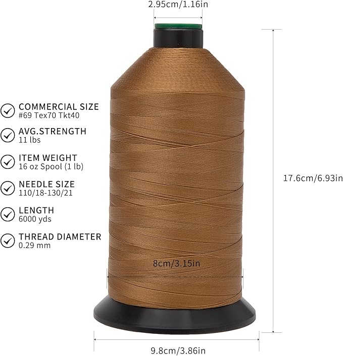 Extra Strong Bonded Nylon Thread #69 Tex70 – 16 OZ, Versatile Stitching Solution - Image 2