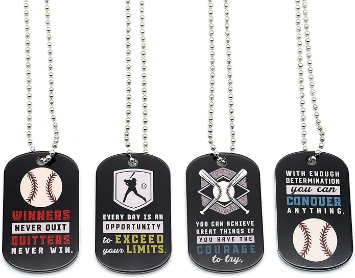 Inkstone Baseball Dogtag Necklaces | Motivational Be The Game Changer | 12 Pack | Encouraging Gift for Students, Teams, Players, and Employee baseball necklace Party Favors Gifts for Team Softball Gifts