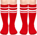 Sarfel Kids Soccer Socks Toddler Soccer Socks Girls Boys Soccer Socks Kids Tube Socks with Stripes Toddler Knee High Socks