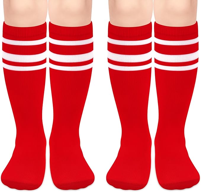 Sarfel Kids Soccer Socks Toddler Soccer Socks Girls Boys Soccer Socks Kids Tube Socks with Stripes Toddler Knee High Socks