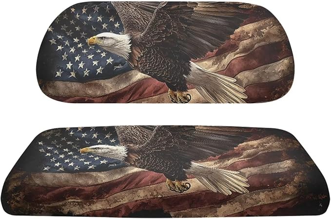 Yewatlles Eagle with American Flag Club Car Seat Covers, Golf Cart Seat Covers for Club Car Printed Ordinary Seat Casual Comfortable/Breathable