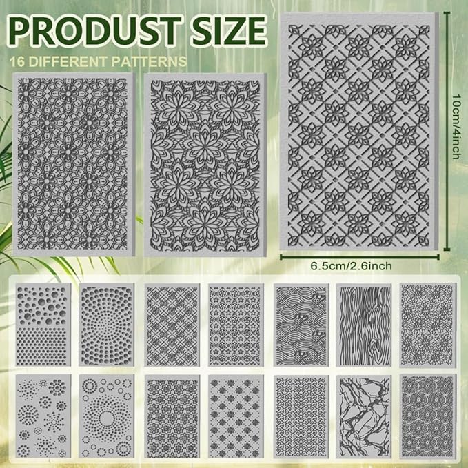 CHGCRAFT 16 Sheets Abstract Floral Clay Texture Mat Seamless Flower Pattern - Image 2