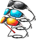 3 Pack Polarized Sports Sunglasses for Men, Mens Sunglasses Wrap Around UV Protection for Cycling Fishing Driving