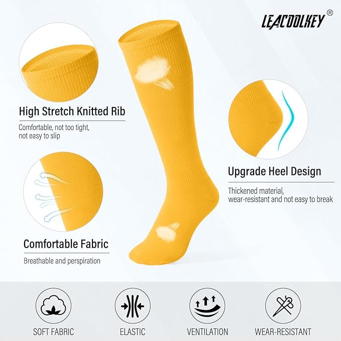 LEACOOLKEY Baseball Belt and Socks Combo Set Adjustable Softball Socks and Elastic Belt for Youth and Adult
