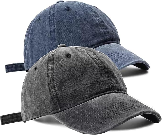 2 PCS Baseball Cap Golf Hat Washed-Cotton Plain Original Classic Cotton Vintage Adjustable Dad Hatsfor Men Women