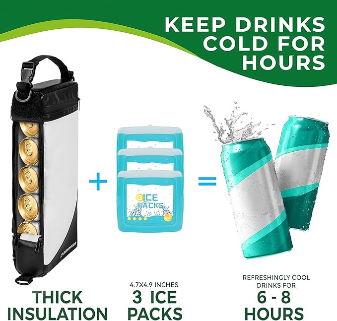 Golf Cooler Bag - 6 Can Insulated Beer Sleeve Soft Cooler,Golf Cart Accessories,Golf Club Bag Accessories