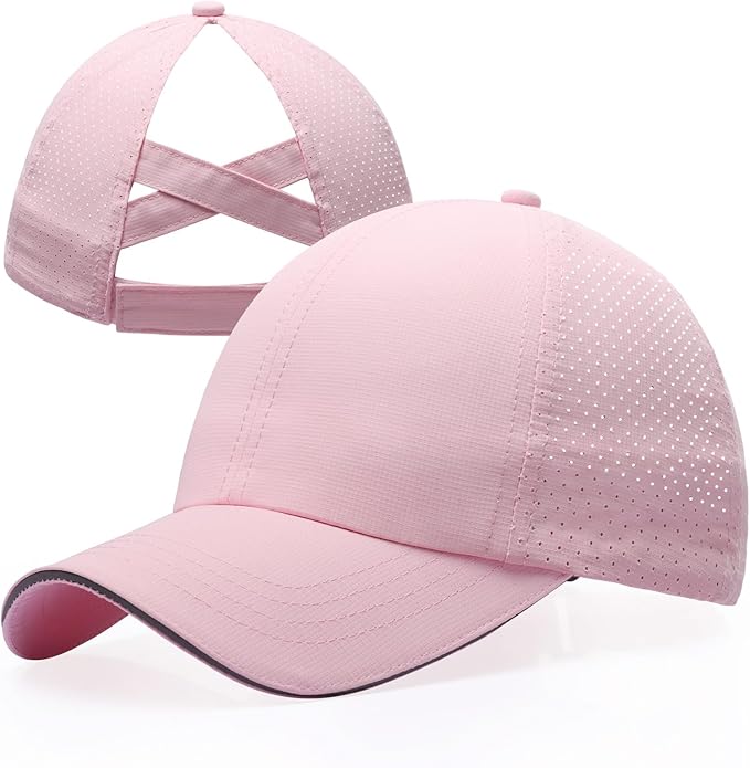 Girls Criss Cross Ponytail Hat Mesh Baseball Cap Kids Quick Dry Ponycap Hats Outdoor Summer Sports Hat Age 7-12