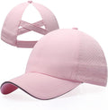Girls Criss Cross Ponytail Hat Mesh Baseball Cap Kids Quick Dry Ponycap Hats Outdoor Summer Sports Hat Age 7-12