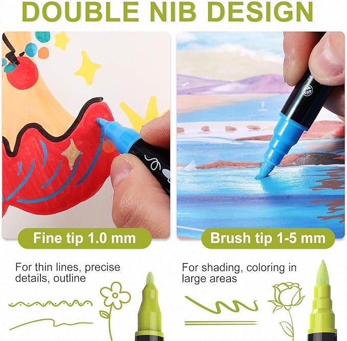 120 Colors Acrylic Paint Markers, Waterproof Dual Tip Acrylic Paint Pens - Image 3