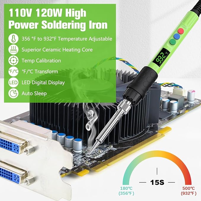 Soldering Iron Kit, 120W LED Digital Advanced Solder Iron Soldering Gun kit - Image 4