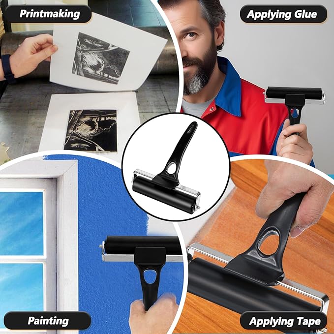 6 Pcs Rubber Roller, 4.7 Inches Black Rubber Brayer Roller - Image 4