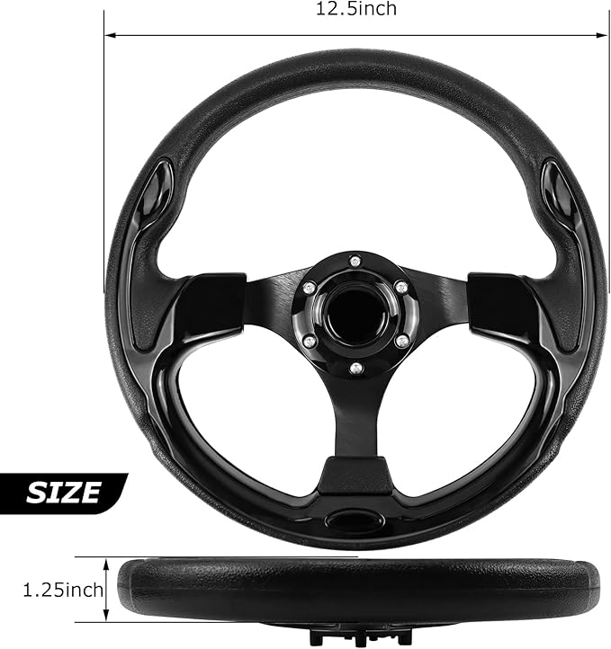 Golf Cart Steering Wheel, Skid Steering Wheel, Universal Golf Cart for Club Car EZGO RXV and TXT, Yamaha, Precedent Tempo, DS
