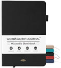Wordsworth & Black A5 Mixed Media Journal 96 Mix Pages, Hardcover Leather by WordsworthBlack