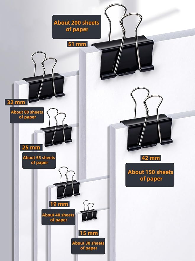 300Pcs Paper Clips and Binder Clips Set, Paper Clips, Binder Clips, Rubber Bands - Image 3