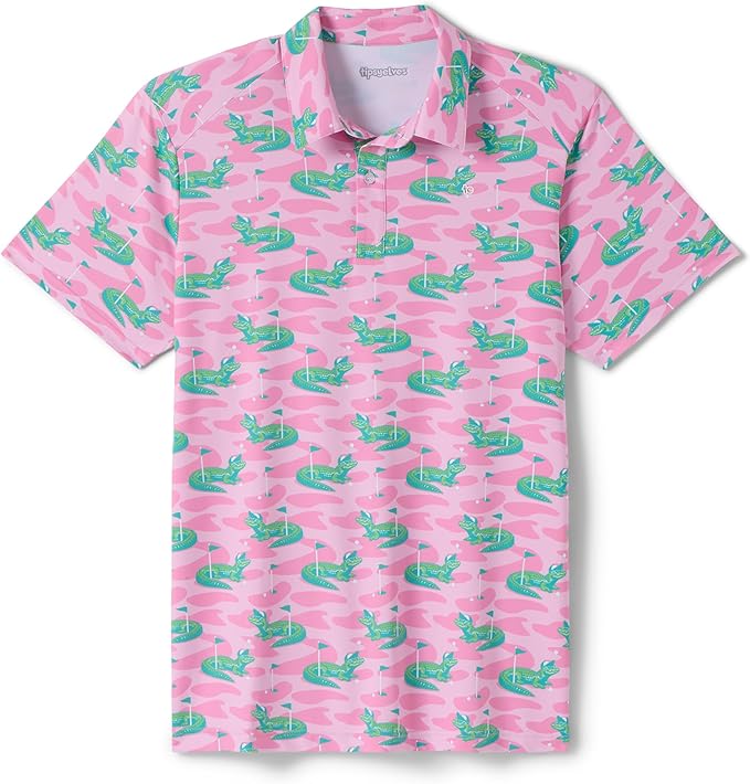 Tipsy Elves Men's Performance Golf Shirt - 4-Way Stretch, Quick Dry, Athletic Cut - Golf Polo