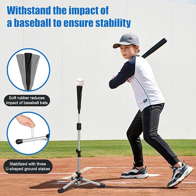 Storgem Baseball and Softball Tee,Batting Tee for Kids,Baseball Tees for Hitting,T Ball Training Stand,Easy Height Adjustment