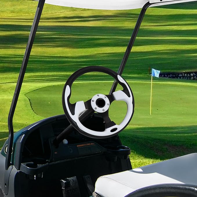Golf Cart Steering Wheel, Skid Steering Wheel, Universal Golf Cart for Club Car EZGO RXV and TXT, Yamaha, Precedent Tempo, DS