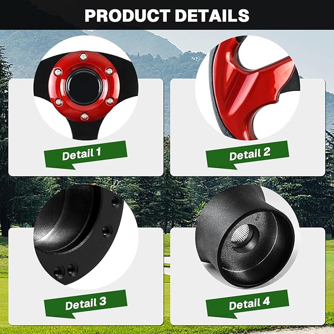 Golf Cart Accessories Steering Wheel D-bottom and Golf Adapter For EZGO TXT & RXV Golf Carts Adapter Skid-(RED)