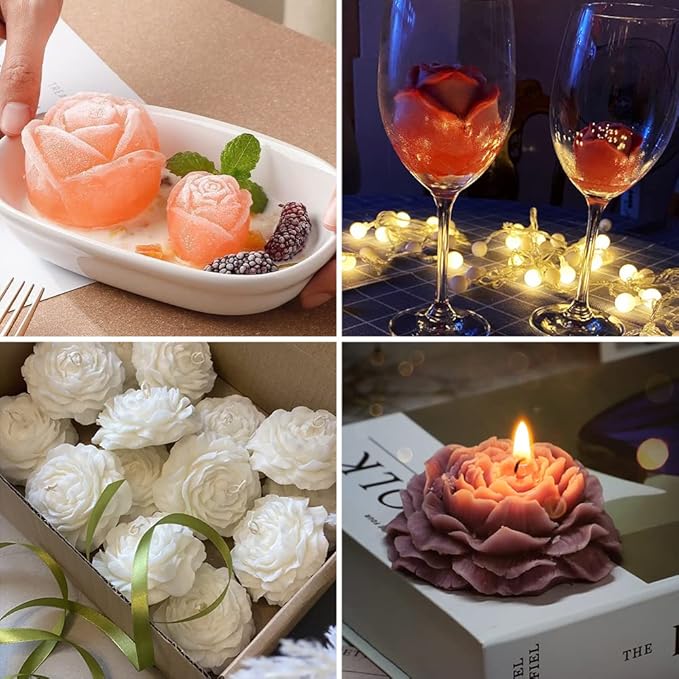 3 Pcs Peony Flower Silicone Candle Molds Set, 3D Peony and Rose Silicone Resin - Image 6