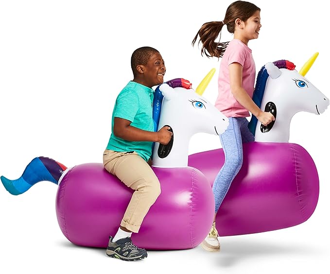 Hearthsong Hop N Go Inflatable Unicorn Riding Bouncy Hopping Toys by Hearthsong%C2%AE
