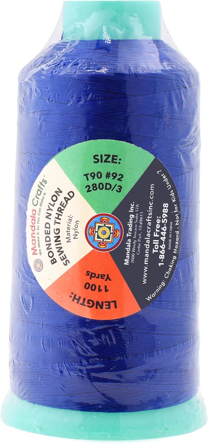 Mandala Crafts Bonded Nylon Thread Royal Blue Heavy Duty Sewing Threads - Image 3