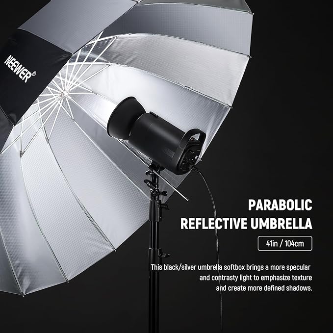 NEEWER 41"/104cm Parabolic Reflective Umbrella Photography - Image 2