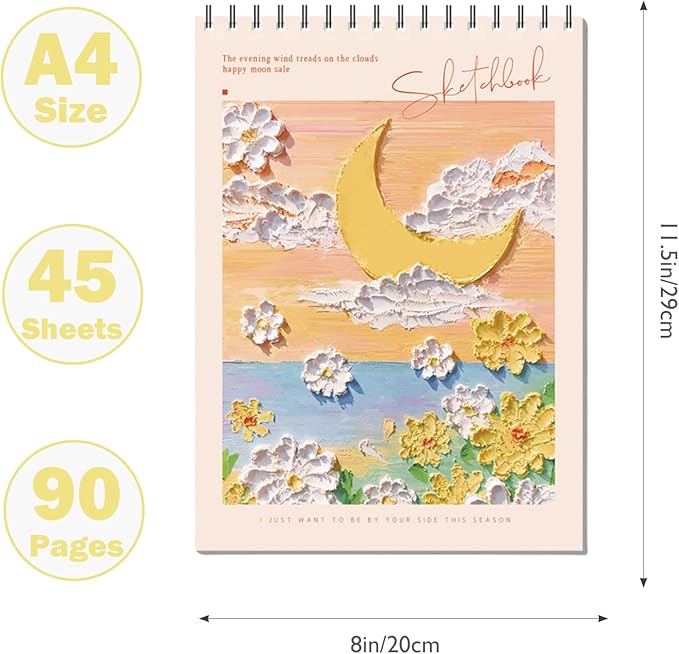 Sketch Pad 8 x 11.5, Cute Spiral Notebook - Image 2