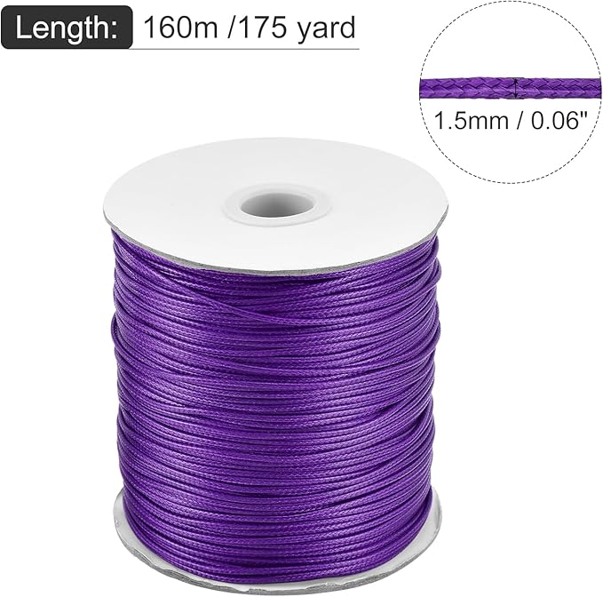 MECCANIXITY Waxed Cord 1.5mm Waxed Polyester Cord 175 Yard Wax String - Image 2