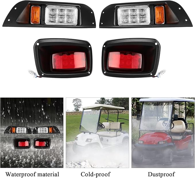 LED Upgrade Golf Cart LED Light Compatible with EZGO TXT 1996-2013 Gas & Electric Carts 12V Street Legal Lights Kit with LED Head Light Tail Lights Turn Signals Brake Lights