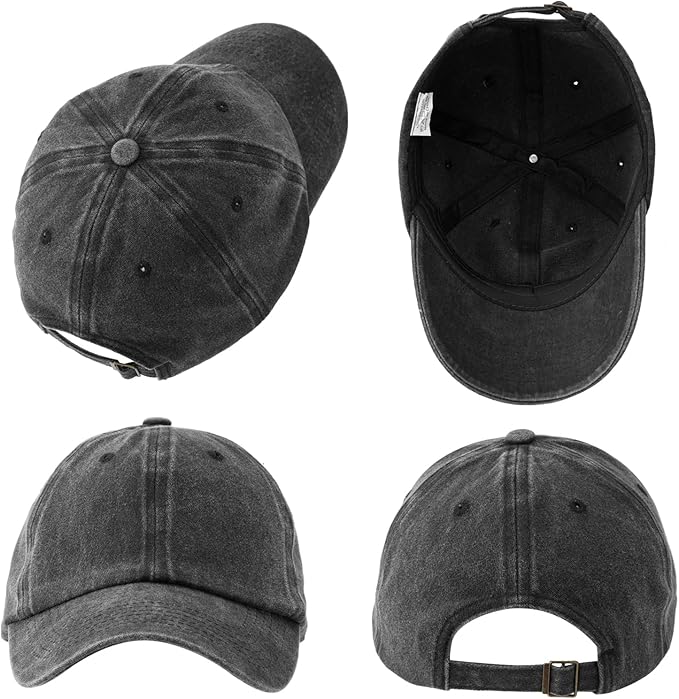 MEINICY 3 Packs Washed-Cotton Plain Baseball Cap, Vintage Adjustable Dad Hats Gift for Men/Women,Unstructured